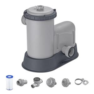 Bestway 1,500 GPH Filter Pump for Above Ground Swimming Pool with Type III A/C Cartridge, Adapter Accessories and Timer