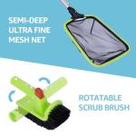 Sepetrel Deluxe Swimming Pool Cleaning Kit Including Professional Leaf Skimmer Net,Half-Depth Fine Mesh Net,17.5" Pool Brush Head & Hand Scrub Brush(NO Pole)