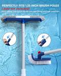 3-in-1 Full-Coverage Pool Brush Head Set - Includes 17.5" Long Brush, Rotatable Handheld/Extension Pole Brush, Sponge Brush, Durable Scrubber Brush Set for Pool Floors/Corners/Steps