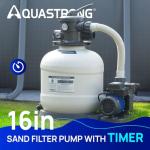 AQUASTRONG Sand Filter Pump for Above Ground Pool, Pool Pumps Above Ground with Timer, Pool Sand Filter with 6-Way Valve,Improved Circulation and Filtration,16in, up to 16000 Gallons