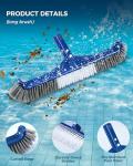 3-in-1 Full-Coverage Pool Brush Head Set - Includes 17.5" Long Brush, Rotatable Handheld/Extension Pole Brush, Sponge Brush, Durable Scrubber Brush Set for Pool Floors/Corners/Steps