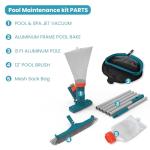 Above Ground Pool Cleaning Kit with Garden Hose Pool Vacuum, Aluminum Frame Leaf Rake Net, Wall Brush and 8Ft Pole for Remove Leaves & Debris