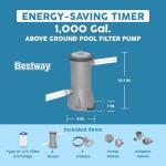 Bestway 1,000 GPH Filter Pump for Above Ground Swimming Pool with Type III-A/C Cartridge