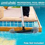 20'' Pool Brush Head, Detachable Pool Cleaning Brush with Durable Around Nylon Bristles, EZ Clip Aluminum Handle- Clean Swimming Pools Walls, Steps & Corners Faster