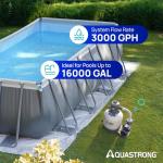 AQUASTRONG Sand Filter Pump for Above Ground Pool, Pool Pumps Above Ground with Timer, Pool Sand Filter with 6-Way Valve,Improved Circulation and Filtration,16in, up to 16000 Gallons