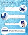 3-in-1 Full-Coverage Pool Brush Head Set - Includes 17.5" Long Brush, Rotatable Handheld/Extension Pole Brush, Sponge Brush, Durable Scrubber Brush Set for Pool Floors/Corners/Steps