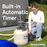 AQUASTRONG Sand Filter Pump for Above Ground Pool, Pool Pumps Above Ground with Timer, Pool Sand Filter with 6-Way Valve,Improved Circulation and Filtration,16in, up to 16000 Gallons