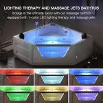59 Inch Corner Jetted Tub - Luxury White Whirlpool Plastic Acrylic Bathtub with 7 Color Light Perfect for Couples' Relaxation and Wellness Home Spa, Ergonomical Designed Bathtub with Water Message