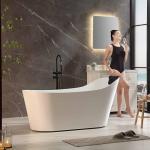 Empava 67-Inch Freestanding Jetted Bathtub with Pillow