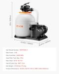 VEVOR FlashPure Sand Filter Pump, 16 in for Above Ground Pool, 1 HP 4400 GPH, Swimming Pool Filter System with Timer, 6X Faster Filtration with Media Installed, Leak-Resistant, Ready to Use Out of Box