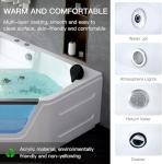 59 Inch Corner Jetted Tub - Luxury White Whirlpool Plastic Acrylic Bathtub with 7 Color Light Perfect for Couples' Relaxation and Wellness Home Spa, Ergonomical Designed Bathtub with Water Message