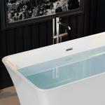 Empava 59 Inch Freestanding Bathtub - Mordern Stand Alone Soaking Tubs with Integrated Drain & Overflow System, White