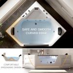 59 Inch Corner Jetted Tub - Luxury White Whirlpool Plastic Acrylic Bathtub with 7 Color Light Perfect for Couples' Relaxation and Wellness Home Spa, Ergonomical Designed Bathtub with Water Message