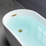 WOODBRIDGE 59" Acrylic Freestanding Bathtub Contemporary Soaking White Tub with Brushed Gold Overflow and Drain， B1530 -BG-Drain &O