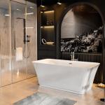 Empava 59 Inch Freestanding Bathtub - Mordern Stand Alone Soaking Tubs with Integrated Drain & Overflow System, White