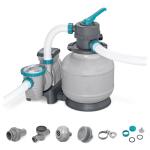 Bestway 2,200 Gallon Sand Filter Pool Pump for Above Ground Swimming Pools up to 14,400 Gallons with Pre-Filter Strainer Basket & Valve Adapter Set