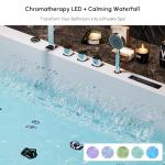 Homary 70.8" Whirlpool Bathtub with Thermostat Control, 2-Person jetted bathtub 3-Sided Apron Acrylic Soaking Tub, Lumbar Support & Chromatherapy LED, Relaxing Spa Experience