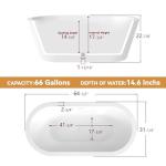 64" Glossy White Freestanding Acrylic Soaking Tub