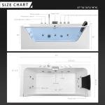Empava 67" x 30" Whirlpool Bathtub with Light,750W Acrylic Jetted Tub,Hydro massage with Chromatherapy,11 Jets,3-Side Apron,67 Gallons,ETL Certified