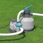 Bestway 2,200 Gallon Sand Filter Pool Pump for Above Ground Swimming Pools up to 14,400 Gallons with Pre-Filter Strainer Basket & Valve Adapter Set