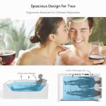Homary 70.8" Whirlpool Bathtub with Thermostat Control, 2-Person jetted bathtub 3-Sided Apron Acrylic Soaking Tub, Lumbar Support & Chromatherapy LED, Relaxing Spa Experience