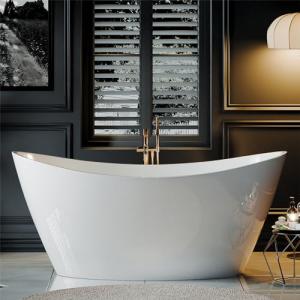Empava 67 Inch Freestanding Bathtub, Oval Deep Soak Acrylic Tub with Anti-Slip Bottom for Bathroom, Luxurious SPA Experience at Home (Drain & Overflow Included)