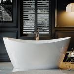 Empava 67 Inch Freestanding Bathtub, Oval Deep Soak Acrylic Tub with Anti-Slip Bottom for Bathroom, Luxurious SPA Experience at Home (Drain & Overflow Included)
