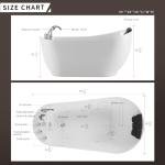 Empava 59" x 29" Freestanding Whirlpool Tub, Acrylic 560W Jetted Bathtub with 7 Hydromassage Nozzles,Lumbar and Neck Support,ETL Certified