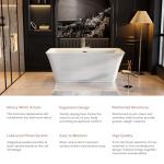 Empava 59 Inch Freestanding Bathtub - Mordern Stand Alone Soaking Tubs with Integrated Drain & Overflow System, White