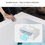 Homary 70.8" Whirlpool Bathtub with Thermostat Control, 2-Person jetted bathtub 3-Sided Apron Acrylic Soaking Tub, Lumbar Support & Chromatherapy LED, Relaxing Spa Experience