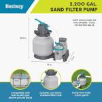 Bestway 2,200 Gallon Sand Filter Pool Pump for Above Ground Swimming Pools up to 14,400 Gallons with Pre-Filter Strainer Basket & Valve Adapter Set