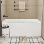 60" X 30" Acrylic Drop-in Bathtub, Glossy White Soaking Tub with Storage Ledge, Right Drain & Integral Flange