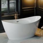 Empava 67 Inch Freestanding Bathtub, Oval Deep Soak Acrylic Tub with Anti-Slip Bottom for Bathroom, Luxurious SPA Experience at Home (Drain & Overflow Included)