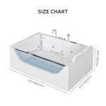 Homary 70.8" Whirlpool Bathtub with Thermostat Control, 2-Person jetted bathtub 3-Sided Apron Acrylic Soaking Tub, Lumbar Support & Chromatherapy LED, Relaxing Spa Experience