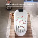 Empava 59" x 29" Freestanding Whirlpool Tub, Acrylic 560W Jetted Bathtub with 7 Hydromassage Nozzles,Lumbar and Neck Support,ETL Certified