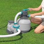 Bestway 2,200 Gallon Sand Filter Pool Pump for Above Ground Swimming Pools up to 14,400 Gallons with Pre-Filter Strainer Basket & Valve Adapter Set