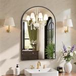 Sweetcrispy 20"x30" Arched Black Bathroom Mirrors for Wall, Bathroom Mirrors for Over Sink, Metal Framed with HD Shatter-Proof Glass for Entryway, Living Room, Bedroom