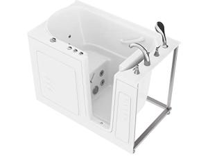 ANZZI Walk-In Bathtub 30" x 53" Whirlpool Acrylic Right Drain Quick Fill Fast Drain 9 Hydro Jets Chromatherapy Heater ADA Compliant Slip-Resistant Seat Grab Bar Extension Kit | AMZ3053RWH