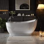 Empava 59" x 29" Freestanding Whirlpool Tub, Acrylic 560W Jetted Bathtub with 7 Hydromassage Nozzles,Lumbar and Neck Support,ETL Certified