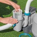 Bestway 2,200 Gallon Sand Filter Pool Pump for Above Ground Swimming Pools up to 14,400 Gallons with Pre-Filter Strainer Basket & Valve Adapter Set