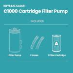 INTEX C1000 Cartridge Filter Pump for AGP: 1000 GPH Pump Flow Rate - Cartridge Gauge Indicator - HydroAeration Technology - Includes Type A Filter Cartridge - Turnover Rate/System Flow 750 GPH
