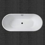 WOODBRIDGE 71" Acrylic Freestanding Bathtub Contemporary Soaking White Tub with Matte Black Overflow and Drain,B1701-MB