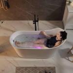 Empava 67-Inch Freestanding Jetted Bathtub with Pillow