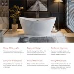 Empava 67 Inch Freestanding Bathtub, Oval Deep Soak Acrylic Tub with Anti-Slip Bottom for Bathroom, Luxurious SPA Experience at Home (Drain & Overflow Included)