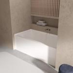 60" X 30" Acrylic Drop-in Bathtub, Glossy White Soaking Tub with Storage Ledge, Right Drain & Integral Flange