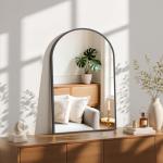 Sweetcrispy 20"x30" Arched Black Bathroom Mirrors for Wall, Bathroom Mirrors for Over Sink, Metal Framed with HD Shatter-Proof Glass for Entryway, Living Room, Bedroom
