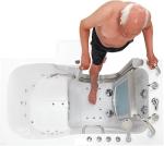 Ella Deluxe 30"x55" Acrylic Air and Hydro Massage Walk-In Bathtub with Left Inward Swing Door, 5 Piece Fast Fill Faucet, 2" Dual Drain