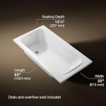 Kohler 25831-0 Avec® 60" x 32" drop-in bath, White