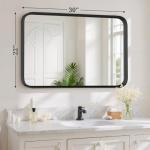 Bathroom Mirror 30x22 Inch Black Metal Frame Rectangle Vanity Mirror with Rounded Corners, Modern Wall Mounted Anti-Rust Mirror for Farmhouse, Restroom, Entryway, Horizontal or Vertical Hanging