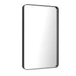 LOAAO Black Metal Framed Bathroom Mirror for Wall, 24X36 Inch Rounded Rectangle Mirror, Matte Black Bathroom Vanity Mirror Farmhouse, Anti-Rust, Hangs Horizontally or Vertically